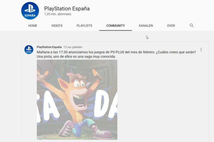 A PlayStation Espanha sugere Crash Bandicoot Remastered Collection como um dos jogos da PS Plus de Fevereiro.