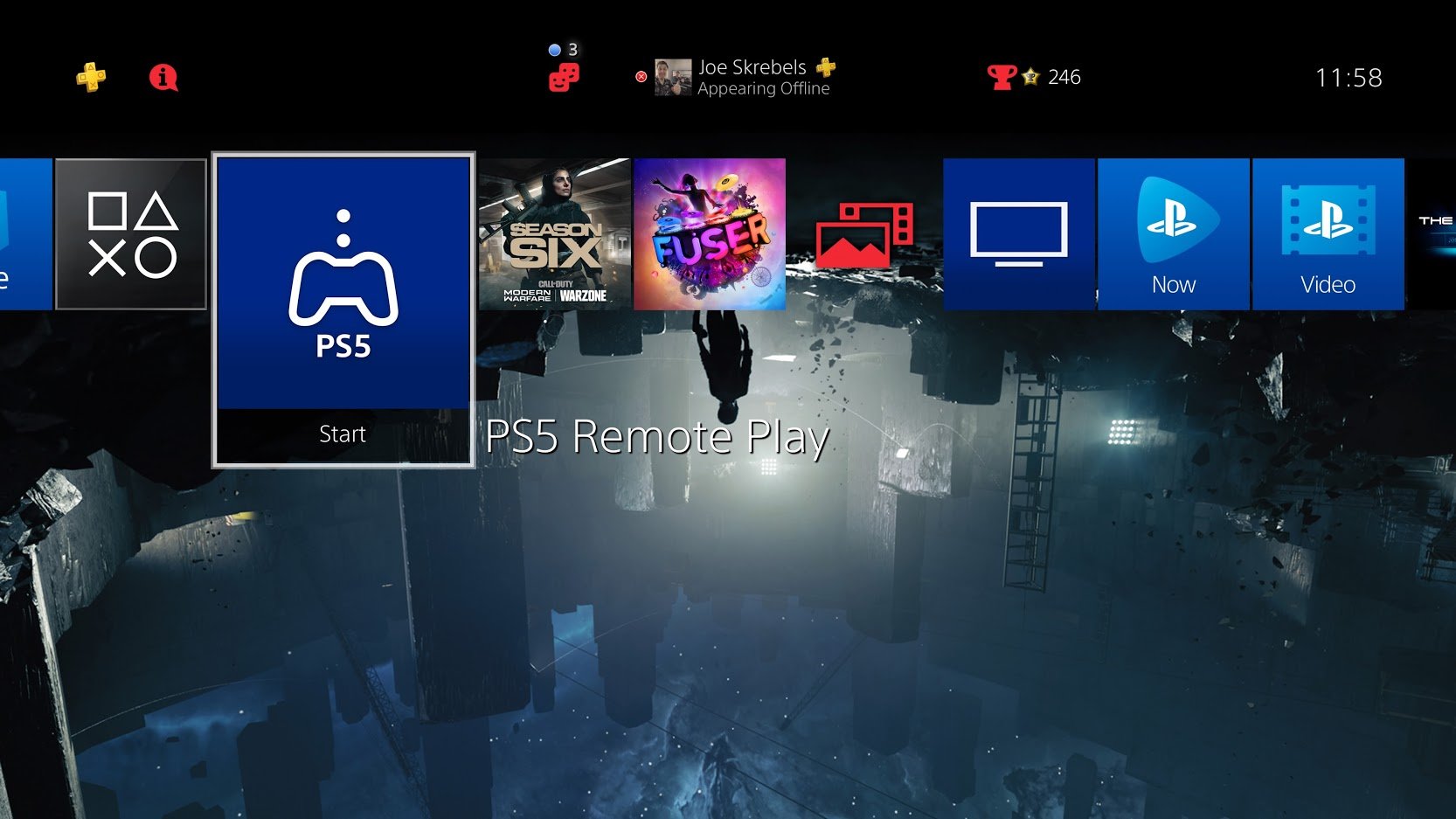Um aplicativo de para jogar remotamente jogos do PS5 apareceu no painel do PS4, mas atualmente não consegue conectar os dois consoles.