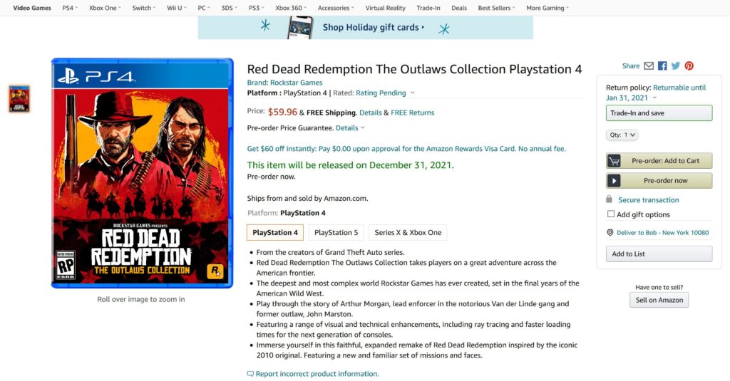 Red Dead Redemption The Outlaws Collection | Capa do remake vaza na Amazon 2