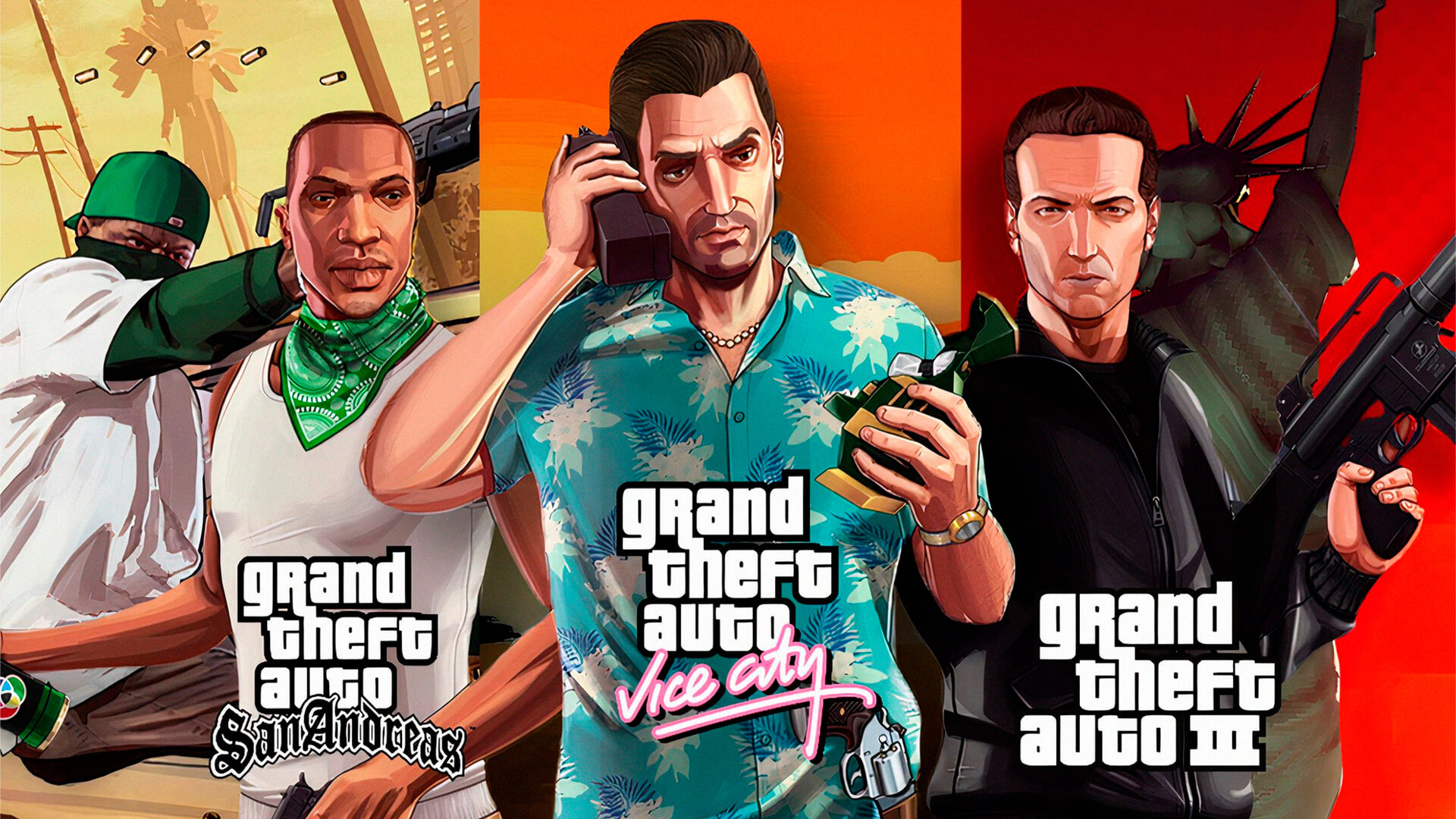 GTA 3, Vice City e Grand Theft Auto San Andreas vão ser relançados pela Rockstar Games para os consoles da atual e da nova geração.
