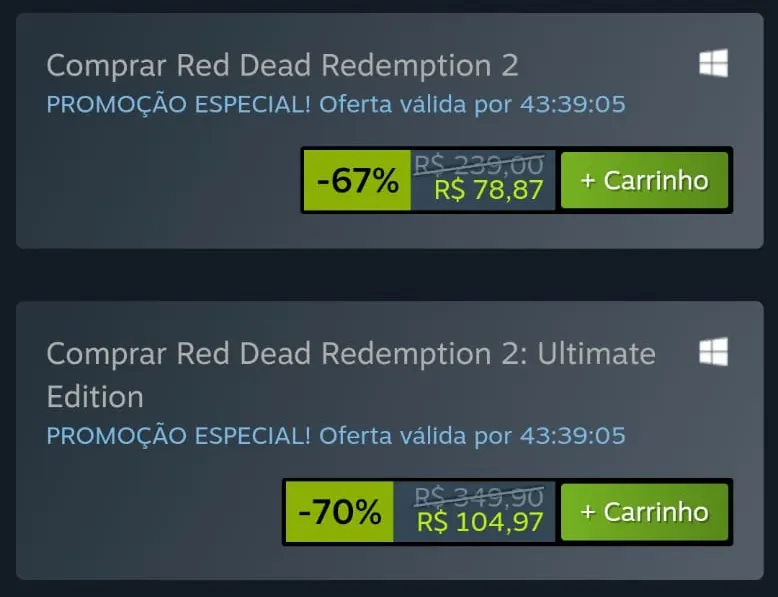 Red Dead Redemption 2 está com grande promoção na Steam.