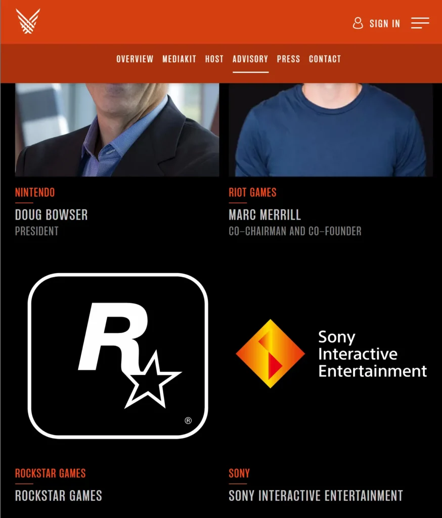 Site do The Game Awards indicando a participação da Rockstar Games no evento, mas isso não significa GTA 6.
