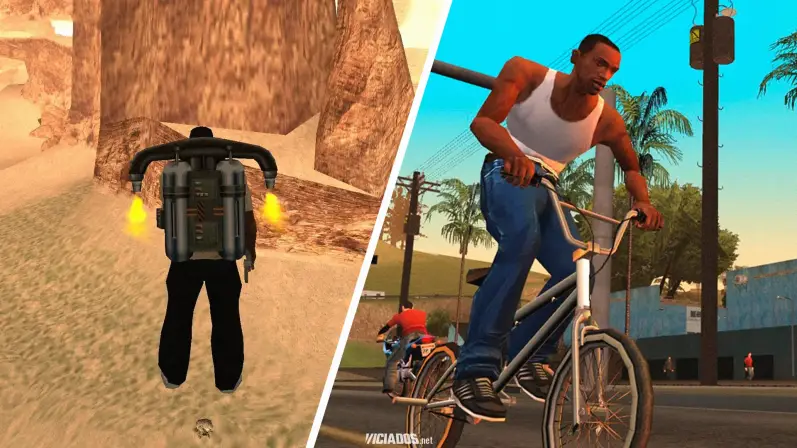 Há 19 anos, o GTA San Andreas era lançado oficialmente para o PlayStation 2 14 GTA San Andreas CJ Jetpack historia GTA Online Grand Theft Auto 5 2023