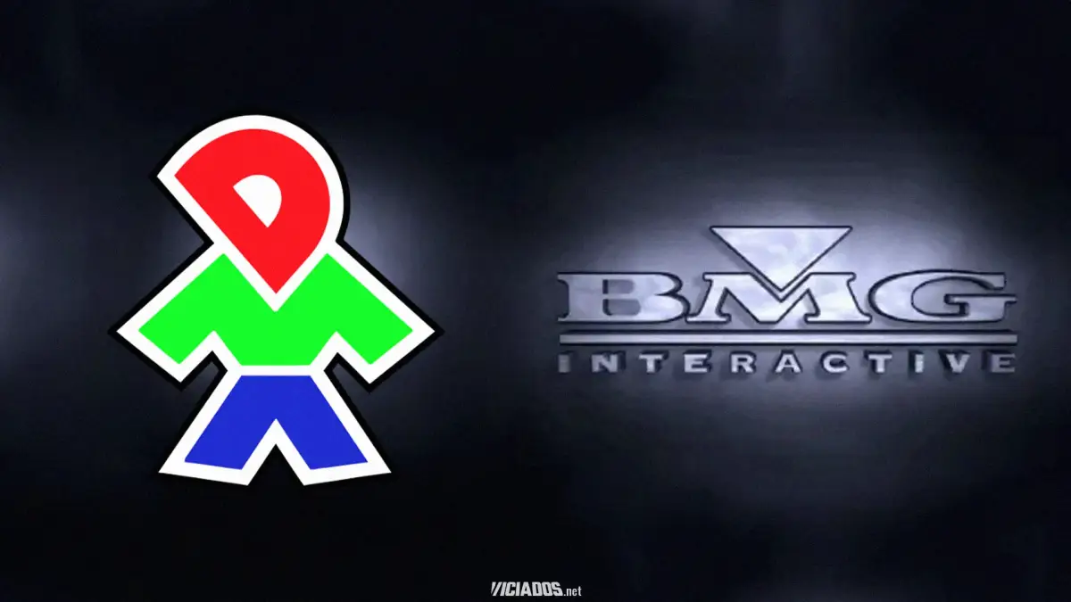 O logotipo da DMA Design (Atual Rockstar North) e BMG Interactive.
