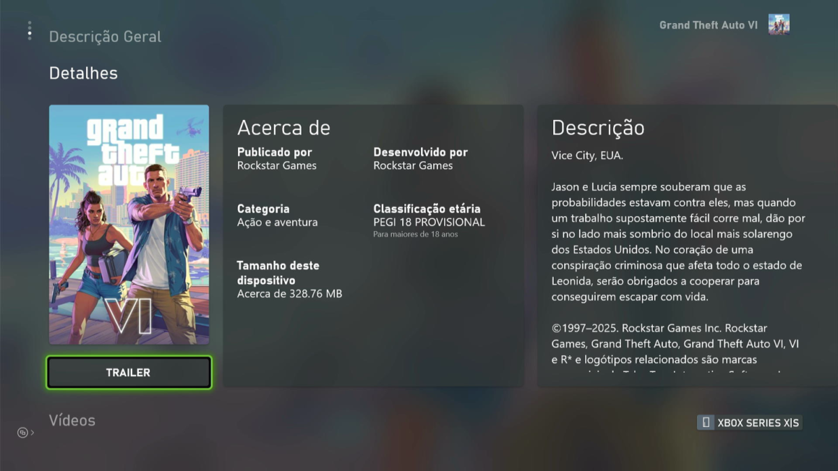 GTA 6 | Xbox vazou acidentalmente o tamanho em GB de Grand Theft Auto VI?