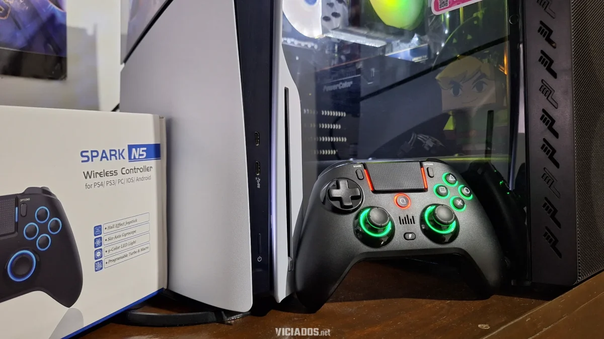 Review do QRD Spark N5: Controle com analógicos com Hall-Effect, iluminação RGB e suporte para o PS4 e PS5