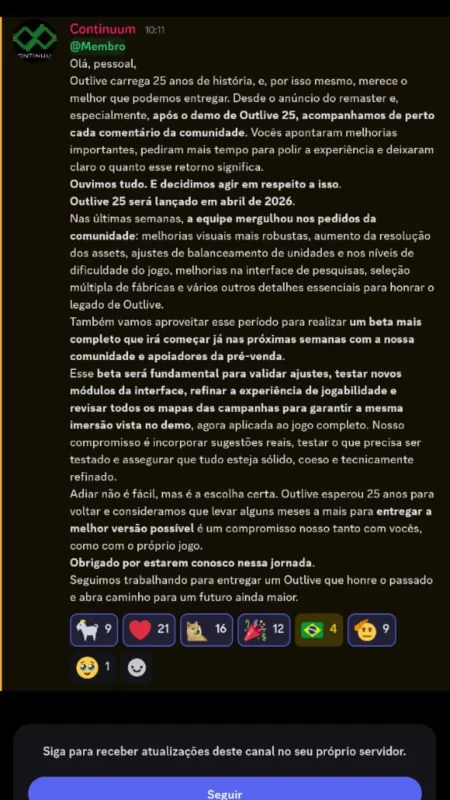 Outlive 25 é adiado e chega somente em 2026; Veja os detalhes