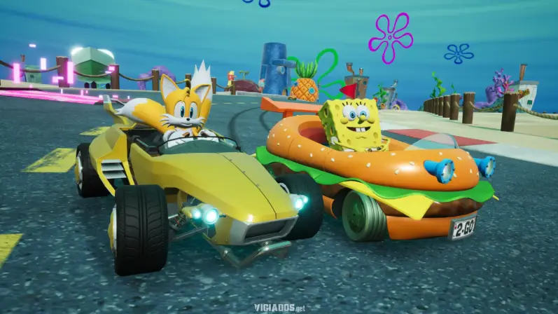 Bob Esponja já está disponível em Sonic Racing CrossWorlds com veículos, pistas e mais 14 Sonic Racing CrossWorlds Sponge Bob Square Pants Bob Esponja Calca Quadrada PS5 PS4 Xbox One Xbox Series X Series S Switch 2025 SEGA