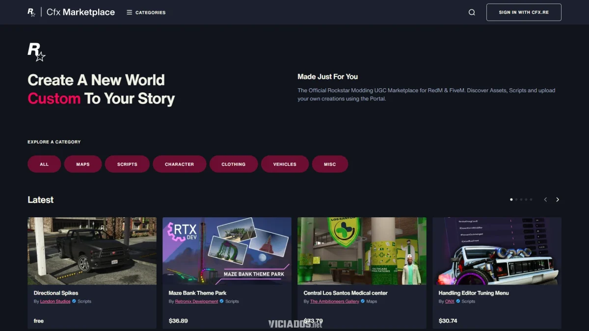 Mods gratuitos e pagos em um ecossistema oficial da Rockstar Games 