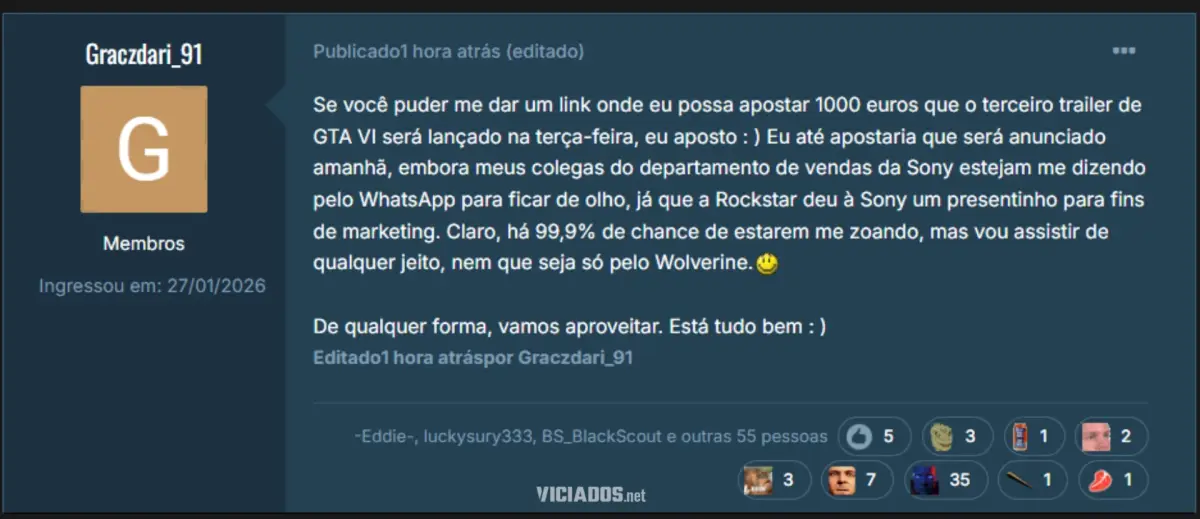 Confira a declara&ccedil;&atilde;o e mais detalhes abaixo: