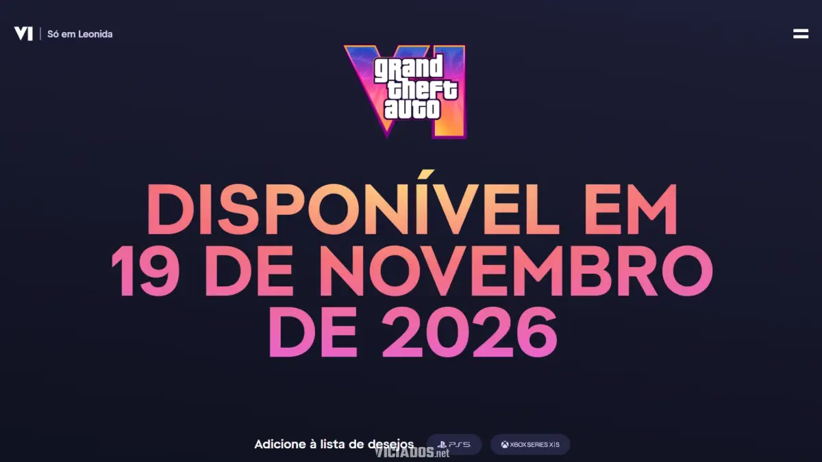 GTA 6 adiado? Entenda o sumiço da data de lançamento no site da Rockstar Games 16 GTA 6 19 de novembro de 2026