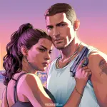 GTA 6 Arte Oficial da Lucia e Jason Grand Theft Auto VI Rockstar Games 2026 1