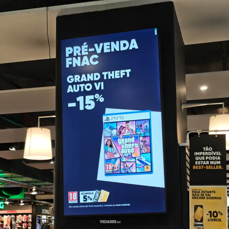 O hype de GTA 6 chegou às lojas físicas! Veja fotos exclusivas do marketing em Portugal 13 GTA 6 Grand Theft Auto VI Fnac Marketing Portugal 2026