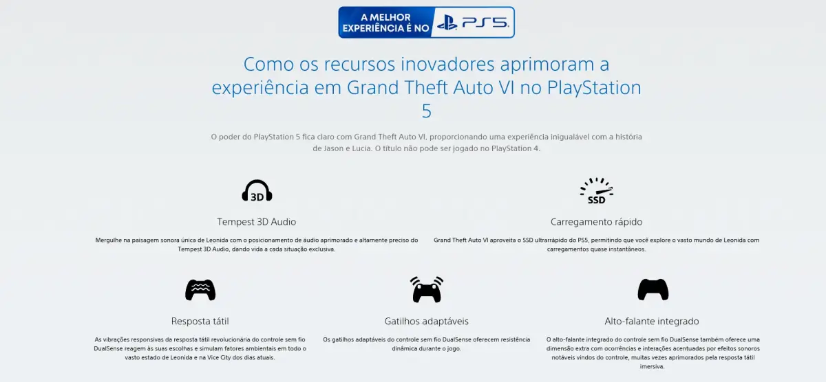 PlayStation | Sony afirma que GTA 6 "roda melhor no PS5", mas o que muda para o Xbox? 17 GTA 6 PlayStation Sony A melhor experiencia e no PS5 Marketing