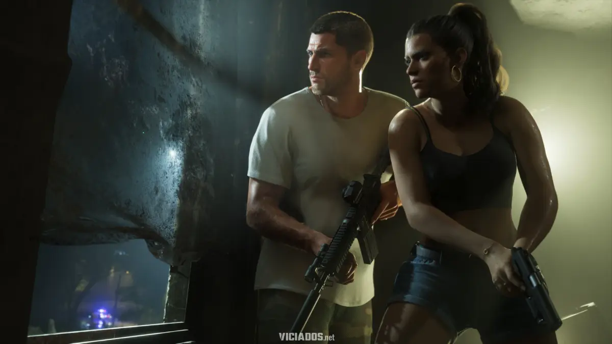 GTA 6 | Conheça como funciona o novo sistema de perfil criminal que pode mudar a história 13 GTA 6 Grand Theft Auto VI Rockstar Games Jason e Lucia com arma 2026