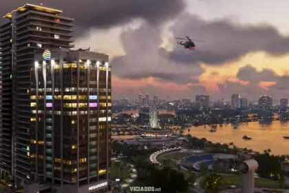 GTA 6 Grand Theft Auto VI Rockstar Games Vice City de Noite Helicoptero 2026