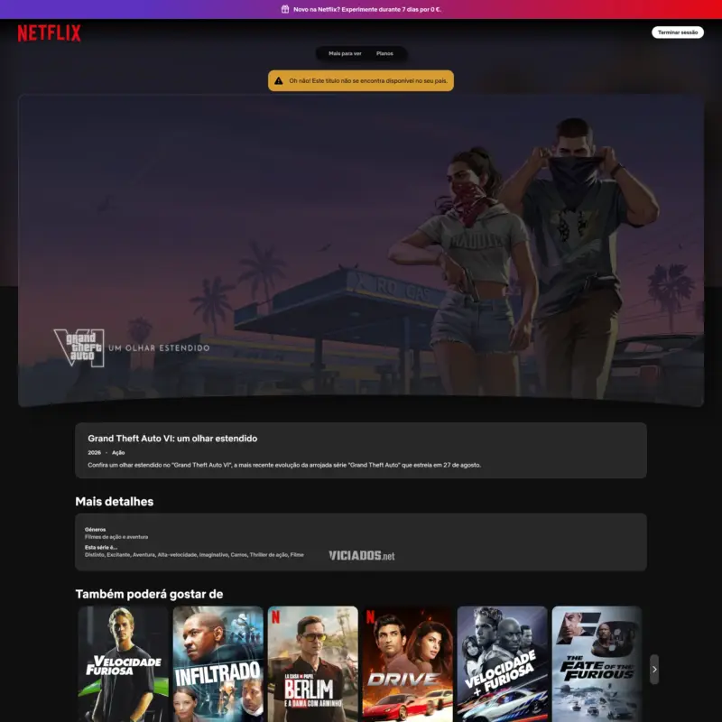 GTA 6 Grand Theft Auto VI Um Olhar Estendido Netflix Portugal Leak