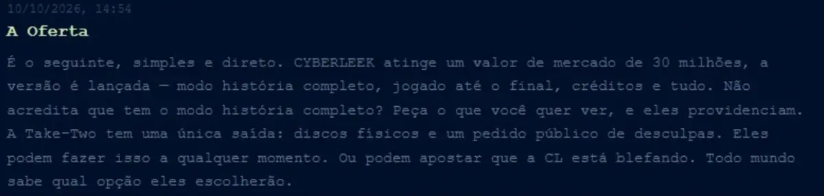 GTA 6 | Cyberleek ameaça vazar o jogo inteiro e impõe ultimato à Take-Two; Saiba as condições 17 Cyberleek ameaca vazar jogo inteiro GTA 6 2026
