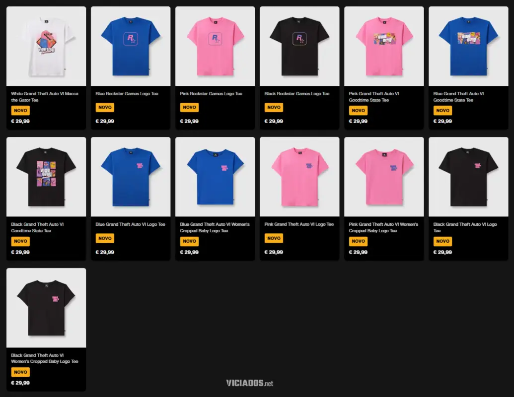GTA 6 Loja de Roupa Camiseta Bone Chapeu Grand Theft Auto VI 2026