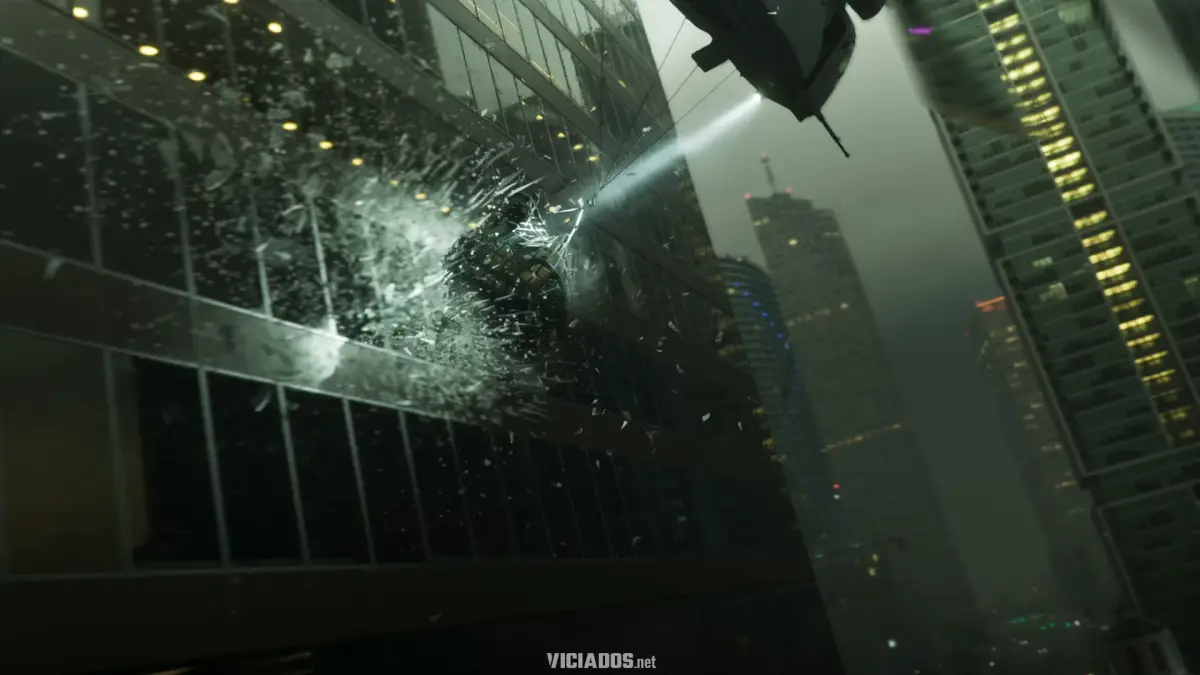 GTA 6 | Mega análise revela os segredos e detalhes do trailer de lançamento de Grand Theft Auto VI 20 Carga presa a helicóptero destrói os vidros de um prédio no trailer de GTA 6