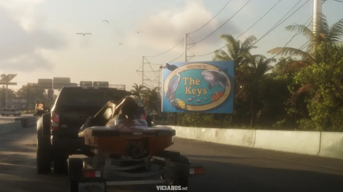 GTA 6 | Mega análise revela os segredos e detalhes do trailer de lançamento de Grand Theft Auto VI 15 Cena de abertura do trailer de lançamento de GTA 6 nas Keys, com jet ski e caminhonete