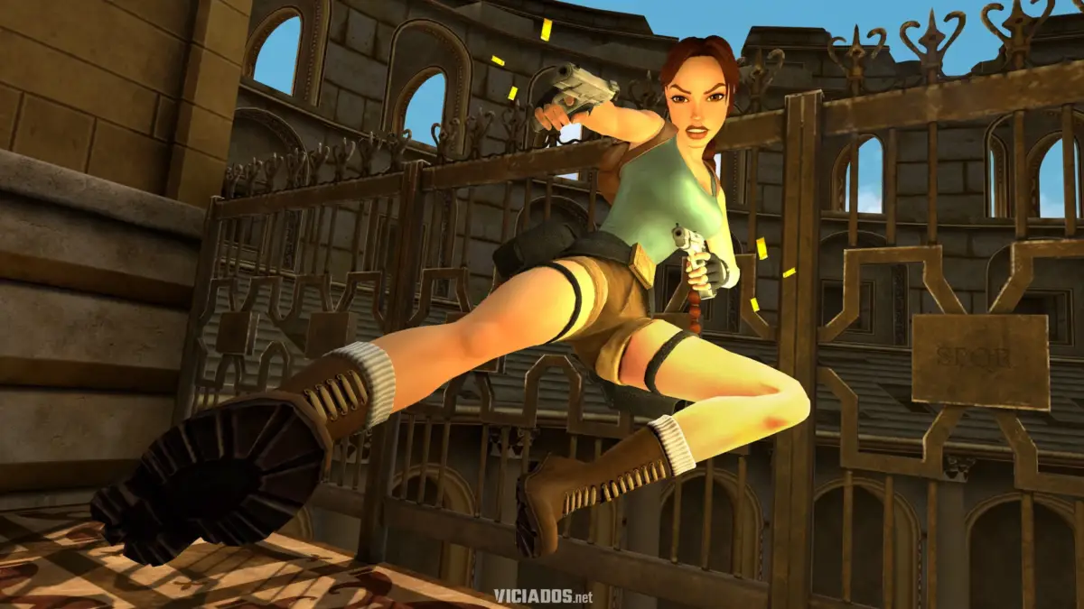 Lara Croft salta entre estruturas em Tomb Raider IV-VI Remastered