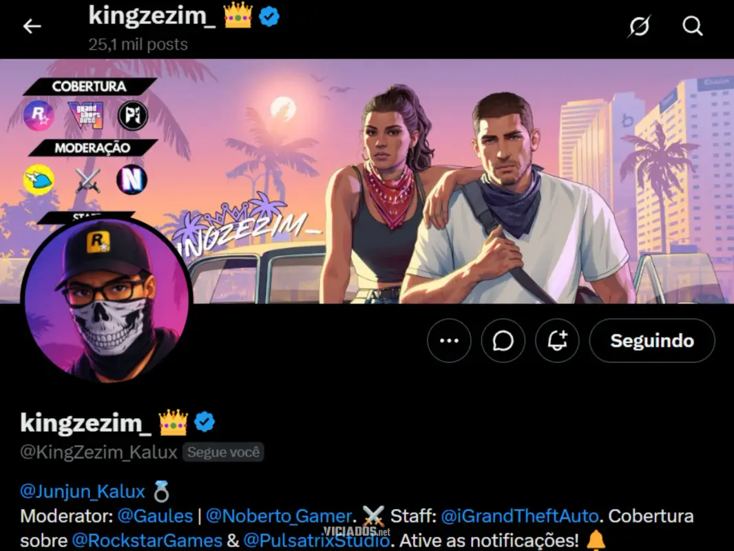 Os melhores perfis brasileiros no X/Twitter para acompanhar todas as novidades de GTA 6 16 kingzezim Pagina Twitter X GTA 6 Grand Theft Auto VI 2026