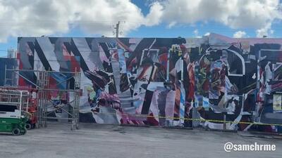 Mural "Camuflado" em Wynwood: a obra em andamento (vídeo 8 de @samchrme)